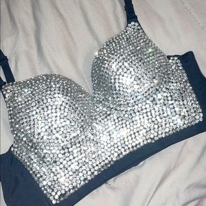 Rhinestone bedazzled bra! Homemade 🔥